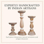 Mela Artisans Tuli Mango Wood Candle Holders - Whitewash, Set of 3 - Image 5