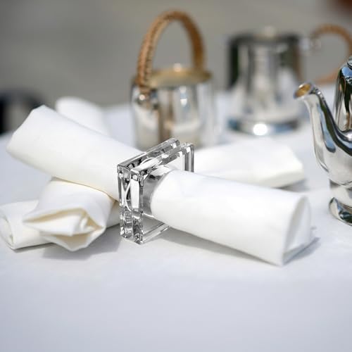 Set of 12 Crystal Glass Napkin Rings Clear Napkin Holder, 2.3 Inch - Image 3