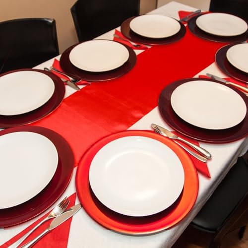 Bencailor 24 Pcs Bright Red Satin Table Runners Bulk, 12 x 108 Inch - Image 6