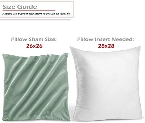Nestl Throw Euro Pillow Covers, Cozy Velvet Decorative Pillow Covers 26 x 26 Inches, Soft Solid Couch Pillow Case for Sofa, Bed and Car, Set of 2 - Mint - Image 2