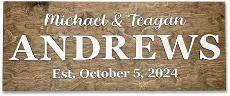 Personalized Wedding Sign – Custom Name Plaque, Just Married Sign, Bridal Shower & Newlywed Gifts for Couples, Family Wall Decor, Family Name Sign, Wooden Sign, Hickory Hollow Designs (Names & Est.) - Image 2
