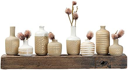 Main + Mesa Stoneware Vases with Gold Pattern, Set of 8 - Image 4