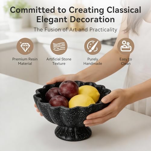 Pedestal Decorative Bowl, 8" Footed Ruffle Fruit Bowl for Home Decor - Image 3