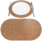Morgan Faux Leather Round Set of 12 Placemats, 15", Camel, Heat Resistant, Stain Resistant, Non-Slip, Reversible, Durable Table Mats for Kitchen, Dining Table, Indoor Washable Use - Image 5