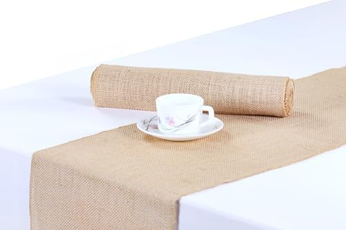 MDS® Pack of 15 Natural Burlap Table Runner, 12 x 108 Inch, Jute Vintage Rustic Farmhouse Boho Table Decor for Wedding Reception, Dining Table, Bridal Shower, Baby Shower & Holiday Party Decorations - Image 4