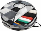 Abstract Oil Painting Round Storage Bag 36 Inch, Black White Grey Watercolor Modern Art Clothes Storage Container with Handles Heavy Duty Organizer for Comforter, Bedding & Holiday Wreaths by Unknown
