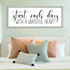 SRSZHIYUE Start Each Day With A Grateful Heart Sign, 40"×15", White - Image 4