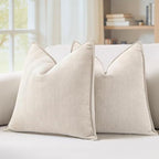 MIULEE Pack of 2 Cream Beige Euro Shams Chenille Pillow Covers 26x26 Inch by MIULEE
