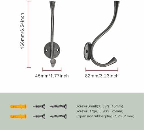SAILING 3 Pack Coat Hooks - Antique Nickel Coat Hooks Decorative Wall Hooks for Bathroom Living Room Bedroom Hanger for Robe Dressing Room Fitting Room - Image 3