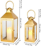JHY DESIGN Set of 2 Gold Decorative Candle Lanterns 17.5"&13.5" H Metal Hanging Candle Holders for Indoor Outdoor Home Decor Paritie Wedding Ramadan - Image 3