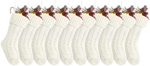 Fesciory 18 Inch Christmas Stockings, 10 Pack Large Cable Knit Xmas Decor by Fesciory