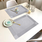 Silver Grey Vinyl Placemats Set of 12, Heat Resistant Table Placemats - Image 6