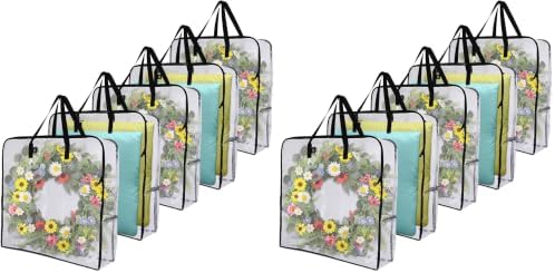VENO 10 Pack Summer Wreath Storage Bag, Spring, Christmas Decoration Garland Container, 30 Inch Clear Door Wreath Organizers, Moving Boxes, Packing Supplies for College (Square - 10 Pack) by Veno