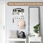 VIS'V Key Holder Wall Mount, Decorative Wood Mail and Key Organizer, White - Image 2