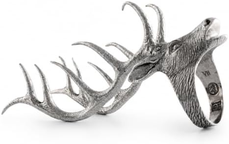 Vagabond House Elk Head Napkin Ring - Solid Pewter Napkin Ring for Lodge Style Decor - Rustic Table Accessory - 5.5" Long x 4" Tall by VagabondHouse