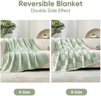 Snuggle Sac Sage Green Checkered Throw Blanket, Super Soft Reversible Cozy Warm Faux Fur Blankets for Couch Bedroom,Cute Lightweight Striped Throws for Women,Heather Sage Green,50x60 inches - Image 3