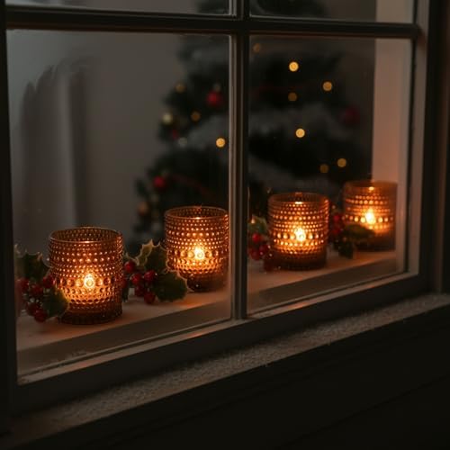 24 Pack Votive Candle Holders, Amber Vintage Tea Light Candle for Christmas - Image 6