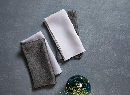Solino Home 100% Linen Napkins Charcoal Grey, Athena 20 x 20 in, Set of 4 - Image 3