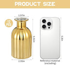 Gold Bud Vases Set of 12, Small Glass Vases for Centerpieces, Mini Vintage Flower Bottles in Bulk, Vertical Ribbed Gold Bottles for Wedding Table Decor, Party, Home & Holiday Arrangements - Image 2