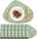 ADRIMER Placemats, Heat Resistant Round Placemats Set of 8 Washable 13 x 17 Inch, Waterproof Table Mats Wipeable for Kitchen, Dining Room Table Christmas Decor, Green by Adrimersdreamistobeanindispensablecompanioninyourlife
