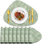 ADRIMER Placemats, Heat Resistant Round Placemats Set of 8 Washable 13 x 17 Inch, Waterproof Table Mats Wipeable for Kitchen, Dining Room Table Christmas Decor, Green by Adrimersdreamistobeanindispensablecompanioninyourlife