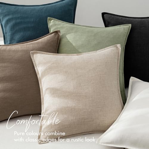 EMEMA Euro Sham Decorative Linen Throw Pillow Covers 26x26 Inch Grass Green - Image 2