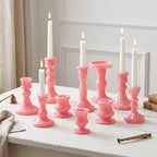 Mumufy 10 Pcs Glass Taper Crystal Candle Holders,Classic,Cream Pink by Mumufy