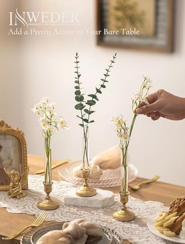 Bud Vases with Candlestick Holders: Set of 12 Clear Glass Vase Bulk - Image 5