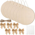 6 Pcs 20 Inch Wood Circles for Crafts Unfinished Round Wood Discs Blank Wooden Rounds Slices Round Wooden Door Hanger Signs with Bows, Twine and Glue Points for DIY Craft Holiday Decor,5 mm Thick by AWIZOM