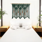 Youngeast Large Macrame Wall Hanging Boho Woven Tapestry Bohemian Macrame Wall Decor Handmade Tassel Tapestry Home Decoration for Bedroom Living Room 39"X31" (Wood Dowels Not Included) (Dark Green) - Image 3
