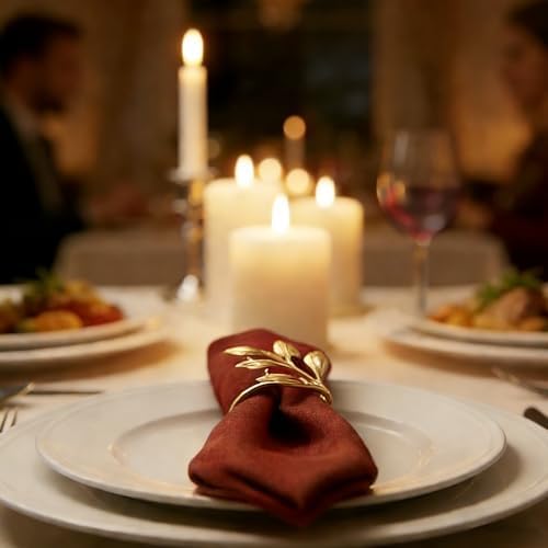 Leaf Napkin Rings Set of 100 Metal Napkin Rings Bulk Table Napkin Ring Suitable for Valentine Thanksgiving Banquets Table Parties and Everyday - Image 7