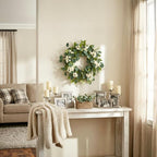 Summer Wreath for Front Door, 24 in Eucalyptus White Cherry Blossom - Image 6