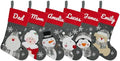 Set of 6, 18" Dia Personalized Gray Christmas Stockings with Embroidery Names, with Holders,Quality Thick Fleece Material Stockings for Family Décor(Set of 6-A) by YourBestMemory