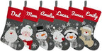 Set of 6, 18" Dia Personalized Gray Christmas Stockings with Embroidery Names, with Holders,Quality Thick Fleece Material Stockings for Family Décor(Set of 6-A) by YourBestMemory