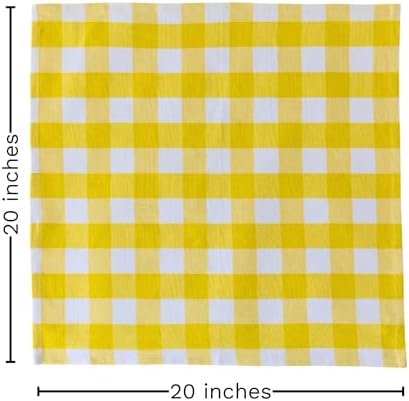 Yellow Cloth Napkins - Reusable Yellow Cotton Napkins - 100% Cotton, 12-Pack, 20"x20", Washable Checkered Plaid Table Napkins for Everyday Use and Parties, Weddings and Baby Showers (12 Pack) - Image 2