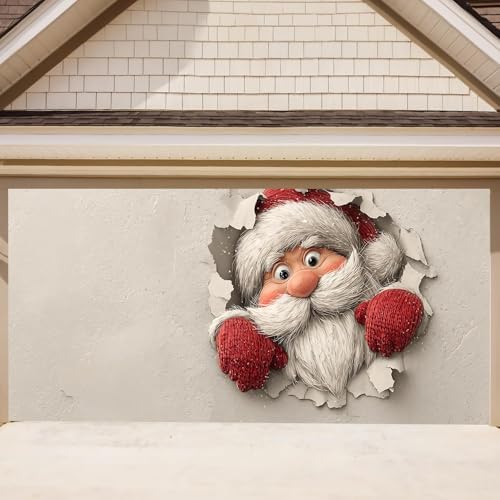 13x6Ft Santa Garage Door Cover, Garage Door Decorations, Large Garage Door Xmas Cover, Outdoor Xmas Banner Decorations by THISFIND