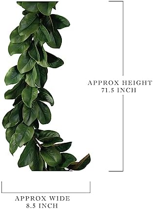 Serene Spaces Living Green Artificial Magnolia Leaf Garland, Ideal to Hang at Wedding, Store Display, Window Sill, Fall Decor, Perfect Holiday Décor, 72" Long - Image 5