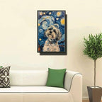 Metal Sign Tin Sign Vintage Wall Art Lhasa Apso Starry Night Apso Dignified Apso in A Night Sky for Home Temple and Seasonal Displays Waterproof Aluminum 6×8 Inches with Metal Frame - Image 2