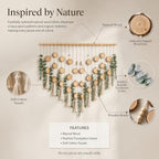 Macrame Leaf Wall Hanging Fake Eucalyptus Decor with 2-Piece Wood Slices Wall Decor Large for Bathroom Bedroom Kitchen, Artificial Wall Hanging Plants，Boho Wall Art - Image 6