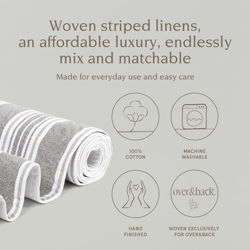 Over&Back 18x108 Woven Striped Table Runner - Washable Table Runners for a Custom Home Decor Tablescape - Coffee Table, Dinner Table, Living Room - Grey - Image 2