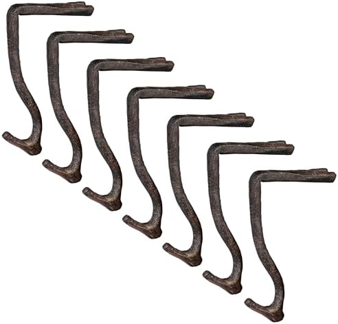 Lulu Decor,100% Cast Iron 8" Stocking Holder for mantle Holds Up to 9 lbs Low Profile Design with Rubber Grip Ideal for Christmas Stockings Garland Holder Simple Natural Branch antler shape (Set of 7) by LuluDecor
