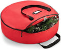 Zober Christmas Wreath Storage Container - 48 Inch Wreath Bag For Artificial Wreaths - Dual Zippered Wreath Storage W/Strong, Durable Handles - Red by ZOBER