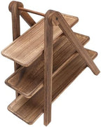 POCREATION Tiered Serving Tray, 3 Tier Solid Wood Rectangle Stand - Image 7