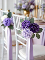 InnoGear Artificial Flowers, 50 Pcs Shades of Purple Foam Fake Roses Bulk with Stems for Decoration Celebration DIY Wedding Bouquets Centerpieces Bridal Shower Party Christmas Tree - Image 2