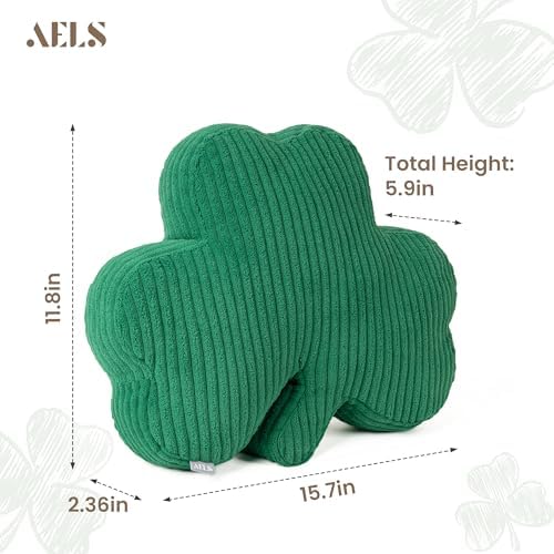 AELS Shamrock Pillow Set of 2, St. Patrick's Day Decorative Throw Pillow, 15.7" Corduroy Striped Cute Cushion for Living Room & Bedroom, Perfect for Holiday Home Decor, Irish Green - Image 2