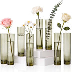 Didaey 24 Pcs Acrylic Bud Vases Green, Cylinder Vase for Rose Centerpieces by Didaey