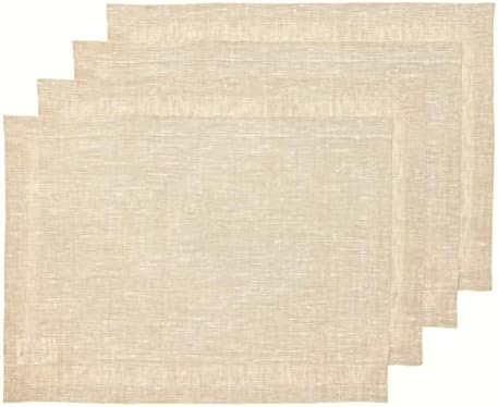 Solino Home 100% Pure Linen Placemats Champagne Beige, 14 x 19 in, Set of 4 by SolinoHome