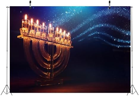 BELECO 12x10ft Fabric Hanukkah Backdrop Jewish Holiday Menorah Candles Background Religious Theme Party Decorations Photo Booth Studios Props Wallpaper - Image 4