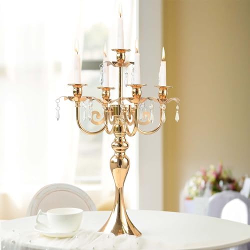 2PCS Gold 5-Arm Candelabra Centerpiece - 20.3" Tall Metal Candle Holder for Wedding, Party & Home Decor - Vintage Table Centerpiece for Events, Dining Room, Church Decorations - Image 3
