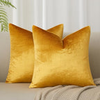 JUSPURBET 28x28 Euro Velvet Throw Pillow Covers Set of 2,Golden by JUSPURBETHOME